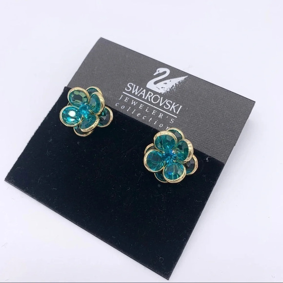 Swarovski Crystal Green/Blue Crystal Earrings - Picture 1 of 3